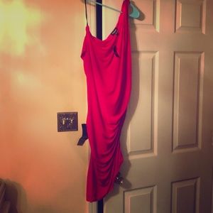 NWT Bebe Asymmetric Offshoulder Pink Mini Dress